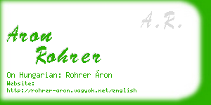 aron rohrer business card
